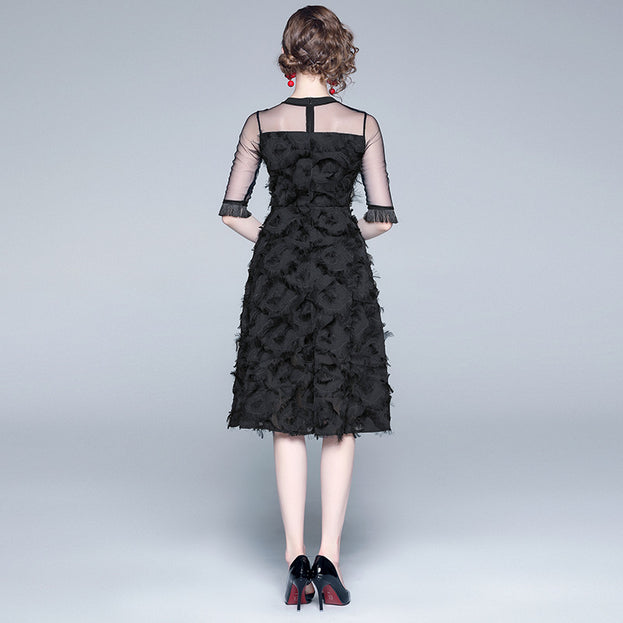 Fringed Feather Mesh Dress
