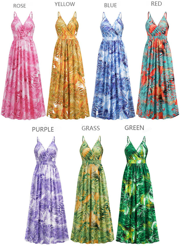 Boho Printed Sexy V-Neck Halter Dress