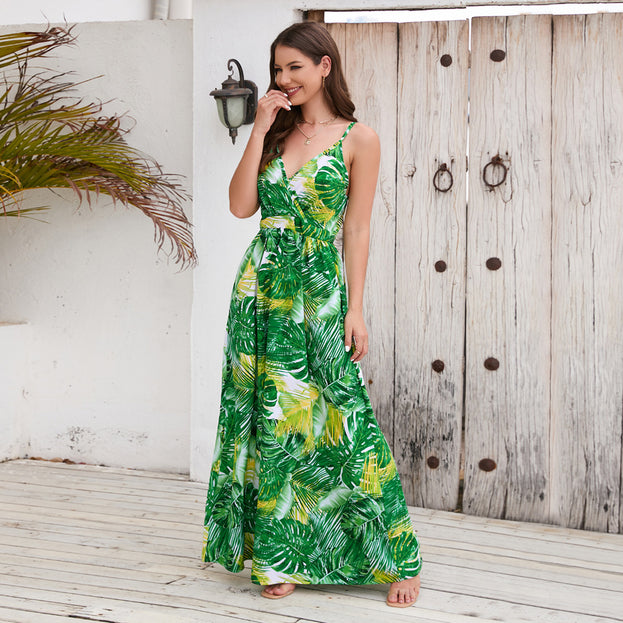 Boho Printed Sexy V-Neck Halter Dress