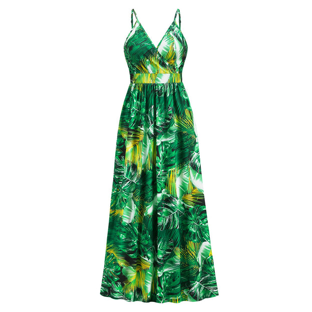 Boho Printed Sexy V-Neck Halter Dress