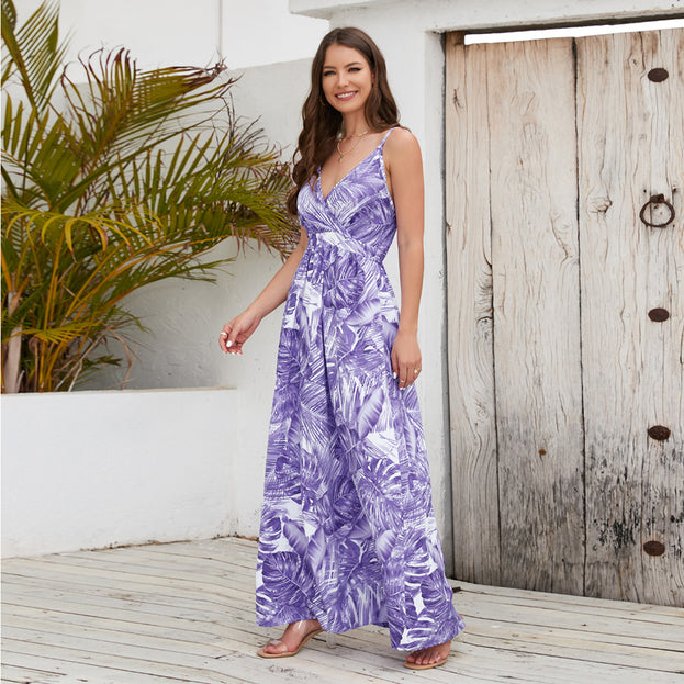 Boho Printed Sexy V-Neck Halter Dress