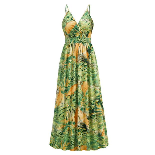 Boho Printed Sexy V-Neck Halter Dress