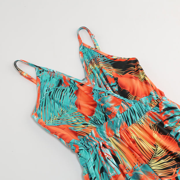 Boho Printed Sexy V-Neck Halter Dress