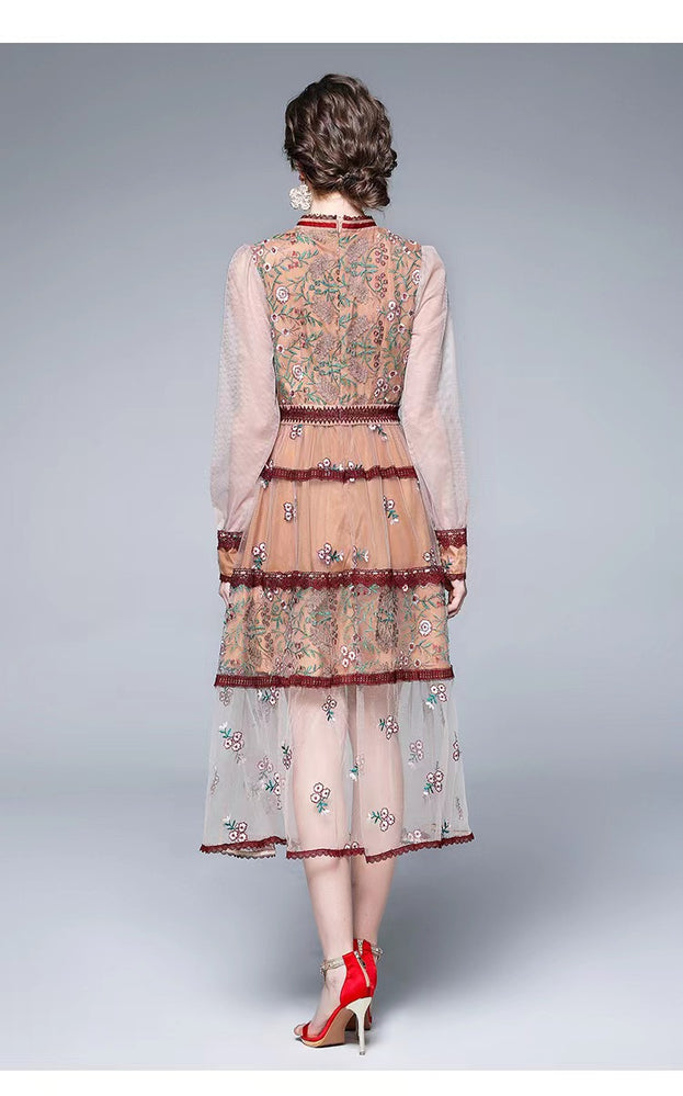 Gauze Embroidered Dress