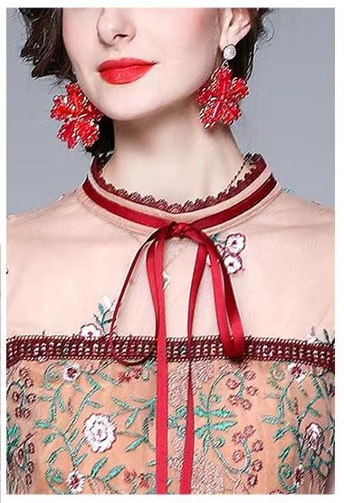 Gauze Embroidered Dress