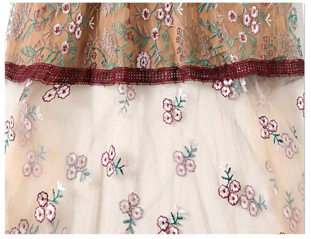 Gauze Embroidered Dress