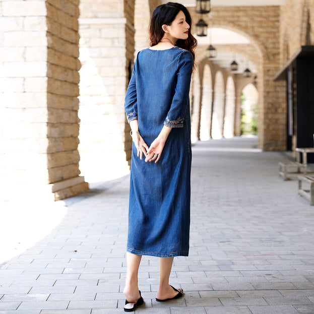 New Heavy Industry Embroidery Denim Long Skirt