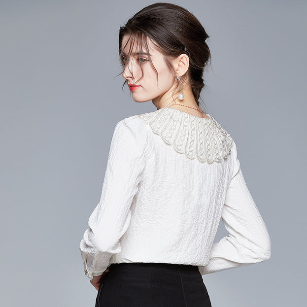White Shirt Western Style Top + Trouser Skirt Two-Piece Suit