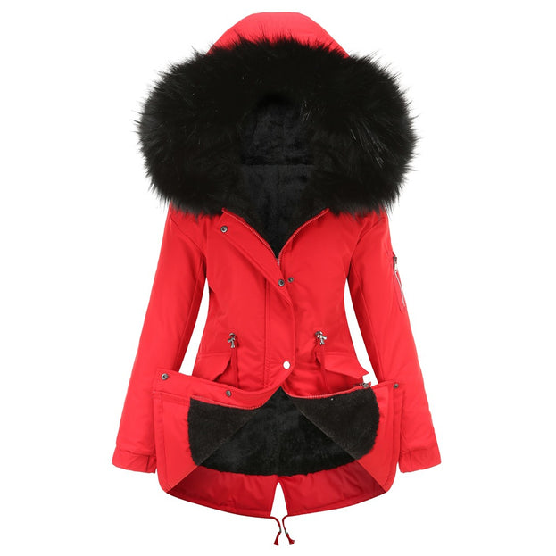 Mid-Length Hooded Winter Warm Plus Velvet Coat Cotton Clothing