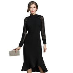 New Fashion Temperament Long-Sleeved Fishtail Slim Dress