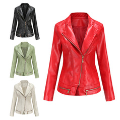 Women PU Leather Thin Spring and Autumn Small Coat Women Jacket