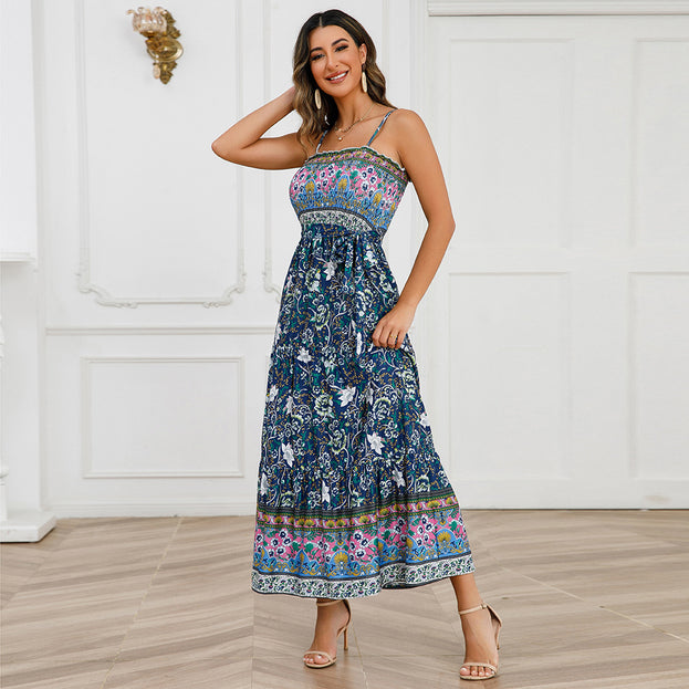 Lace Spliced Square Neck Sleeveless Strap Dress
