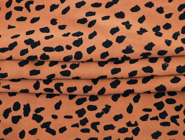 V-Neck Ruffle Short Sleeved Leopard Print Skirt with Irregular Hem Dress