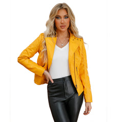 Leather Women's Short Jacket Slim Thin Leather Coat Women's Motorcycle Suit