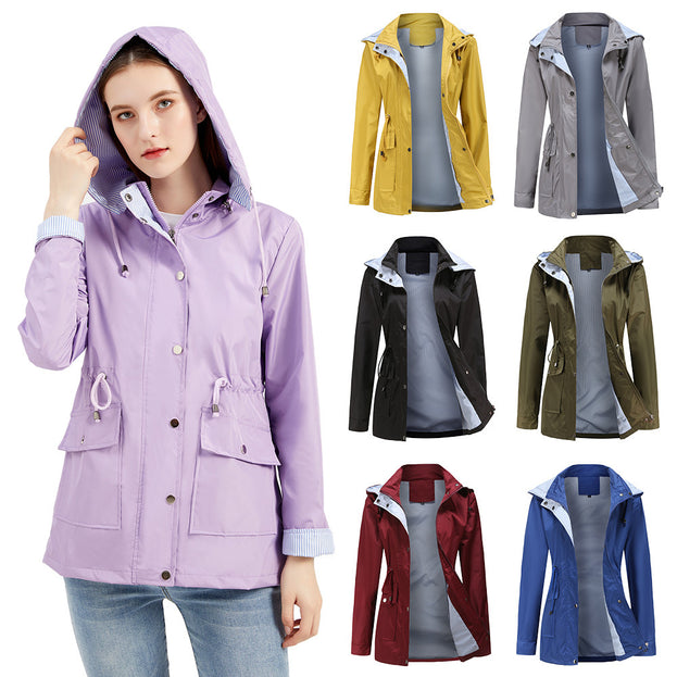 Detachable Cap Windbreaker Women's Large Size Women's Coat