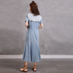 French Vintage Embroidery Summer New Short Sleeved Dress