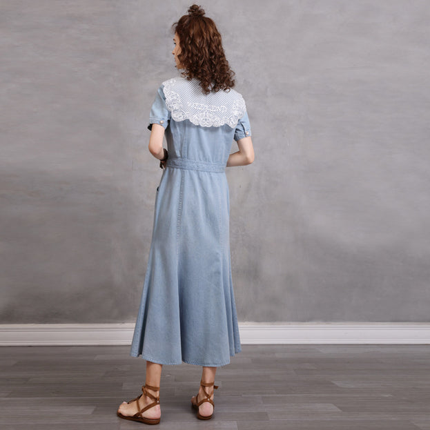 French Vintage Embroidery Summer New Short Sleeved Dress