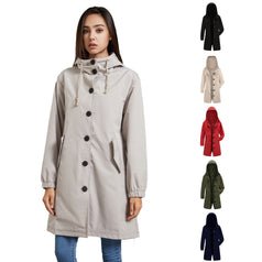 Hooded Trench Coat Women's Casual Long Coat