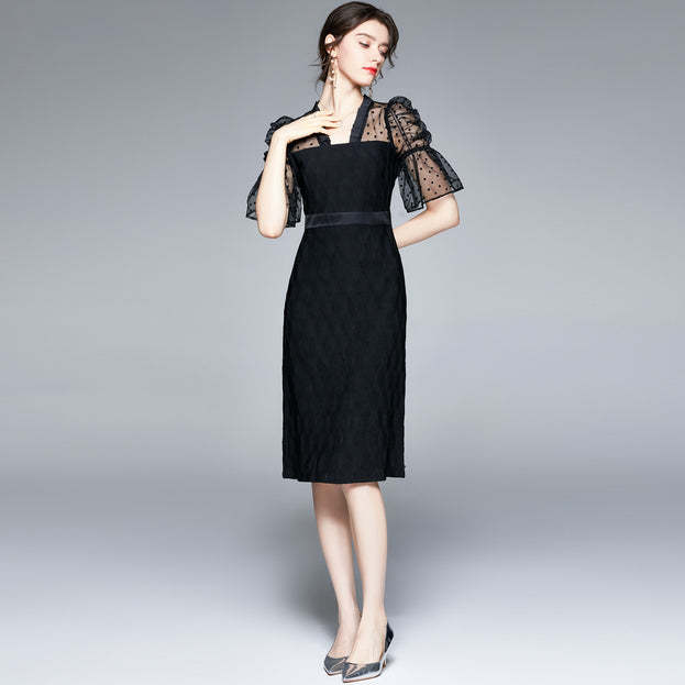 Elegant Polka Dot Retro Heavy Work Dress