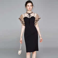 Black Slim Sexy Temperament Slimming Mid-Length Dress
