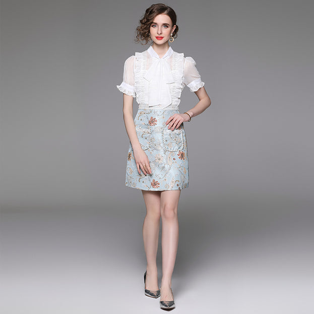New Shirt Splicing Fake Two Pieces Waist Show Thin Temperament Dress