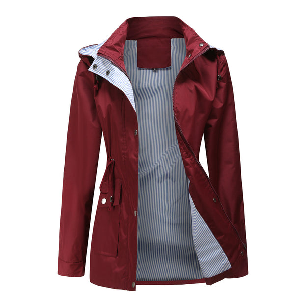 Detachable Cap Windbreaker Women's Large Size Women's Coat