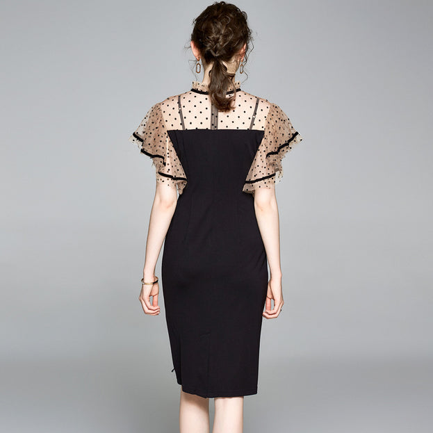 Black Slim Sexy Temperament Slimming Mid-Length Dress