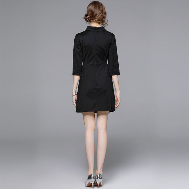 Heavy Positioning Embroidery Floral Bow Dress