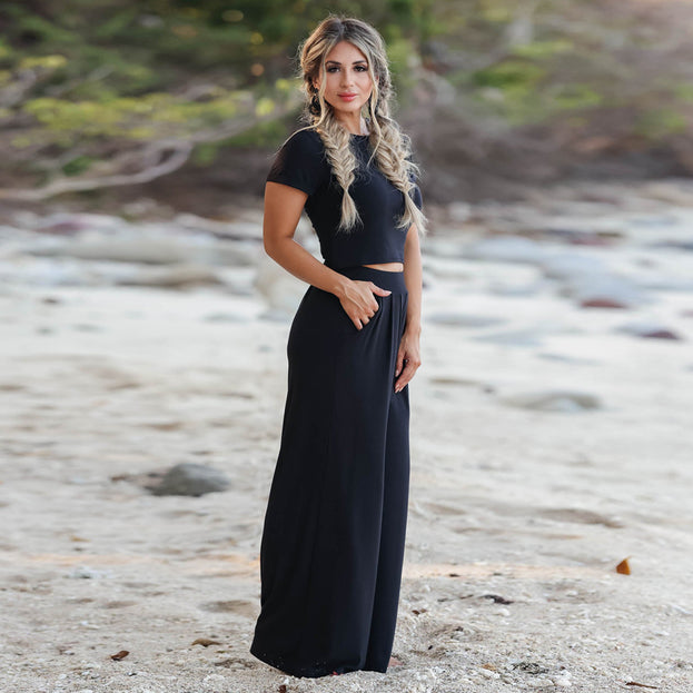 Fashion Casual Suit New Short Sleeve T-Shirt + Trousers Two-Piece Suit