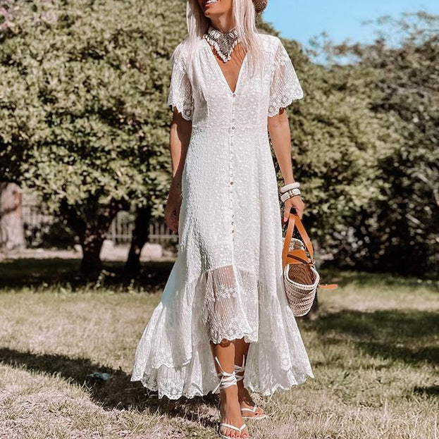 Slim White Dress Floral Slimming Skirt