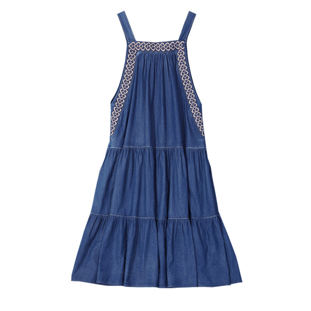 Loose Vintage Embroidery Patchwork Large Swing Dress