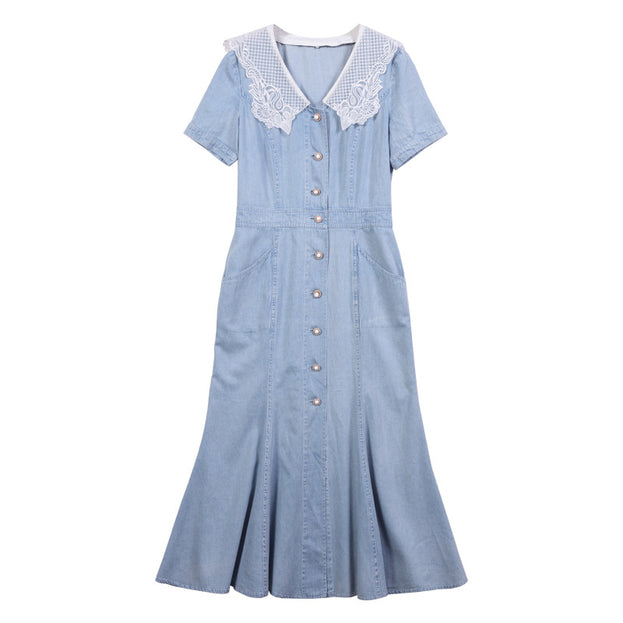 French Vintage Embroidery Summer New Short Sleeved Dress