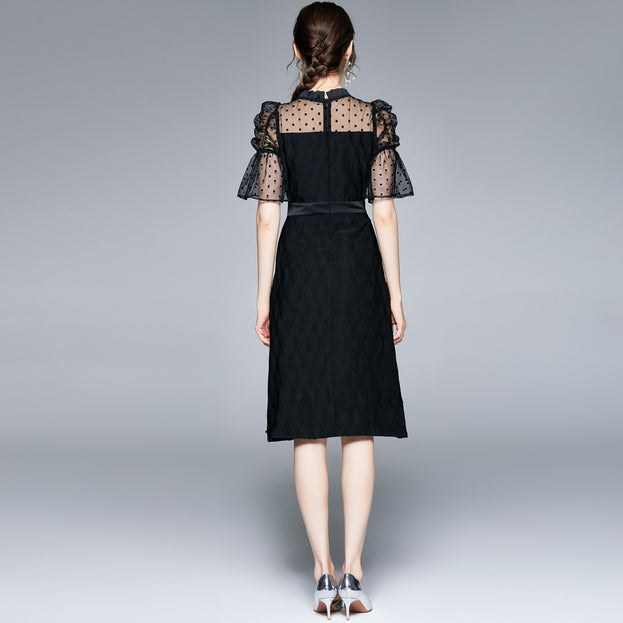 Elegant Polka Dot Retro Heavy Work Dress