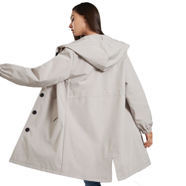 Hooded Trench Coat Women's Casual Long Coat