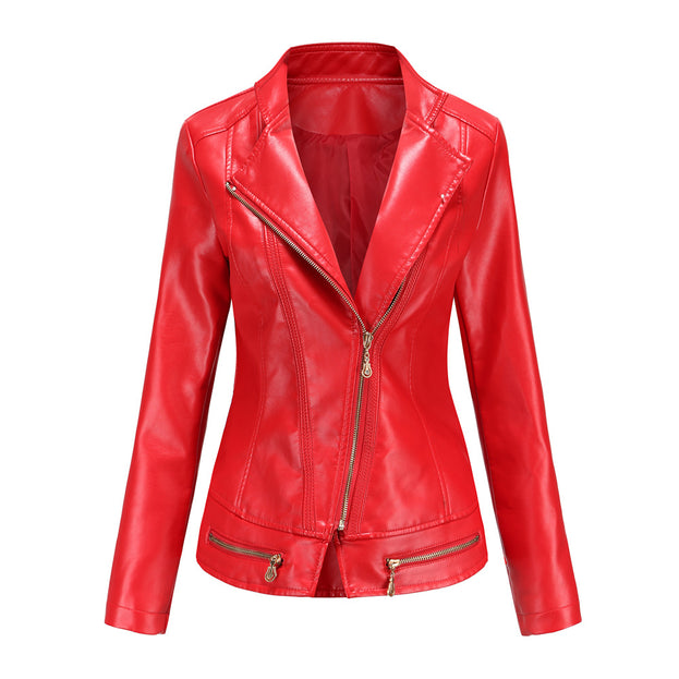 Women PU Leather Thin Spring and Autumn Small Coat Women Jacket