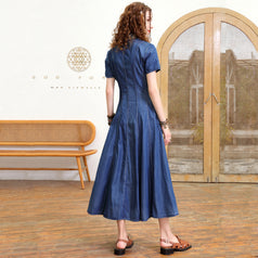 Embroidered Bodice Dress for Slimming