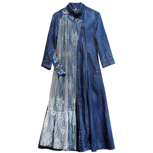 Embroidered Sweet Dress French Vintage Full-Length Skirt with Waist Tucked in
