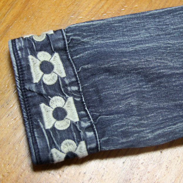 New Vintage Crewneck Denim Skirt Cheongsam Style Dress