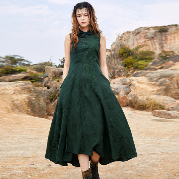 Summer's New Vintage Sleeveless Dress with Large Swing Lapels
