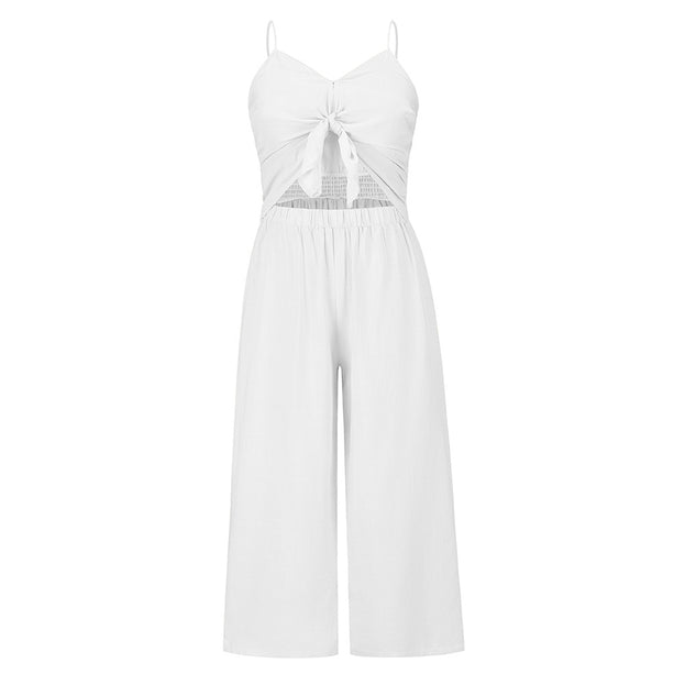 Sexy Suspender Jumpsuit Summer Casual Beach Wide Leg Pants Set