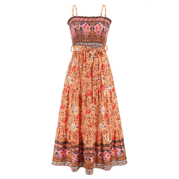 Lace Spliced Square Neck Sleeveless Strap Dress
