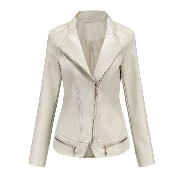Women PU Leather Thin Spring and Autumn Small Coat Women Jacket