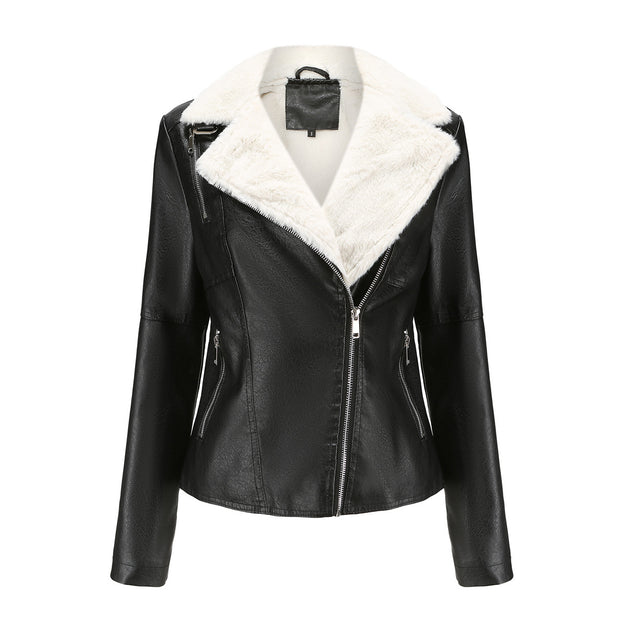 New Fur All-in-One Fur Coat Women Plus Velvet Long Sleeve Warm Coat