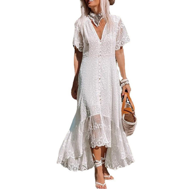 Slim White Dress Floral Slimming Skirt