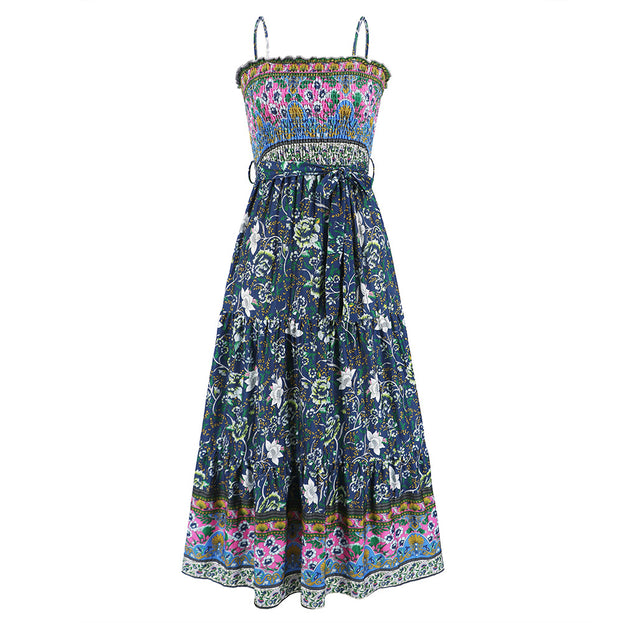 Lace Spliced Square Neck Sleeveless Strap Dress