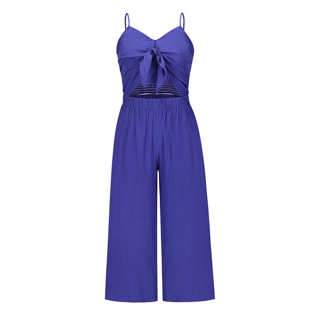 Sexy Suspender Jumpsuit Summer Casual Beach Wide Leg Pants Set