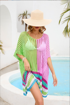 Paneled Cutout Beach Dress Oversized Oversized Bikini Top