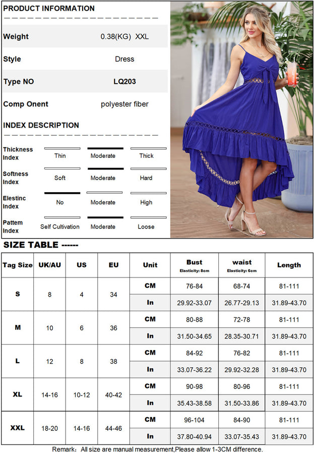 Slim Chiffon Dress Summer Lace Irregular Suspender Dress