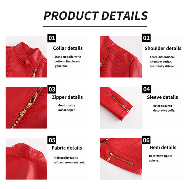 Women PU Leather Thin Spring and Autumn Small Coat Women Jacket