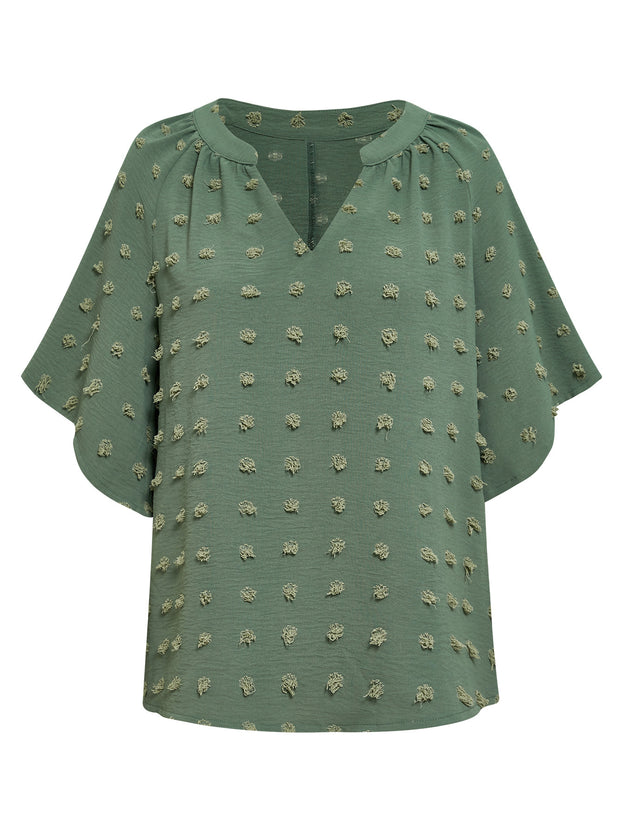 New V-Neck Solid Color Hairball Top